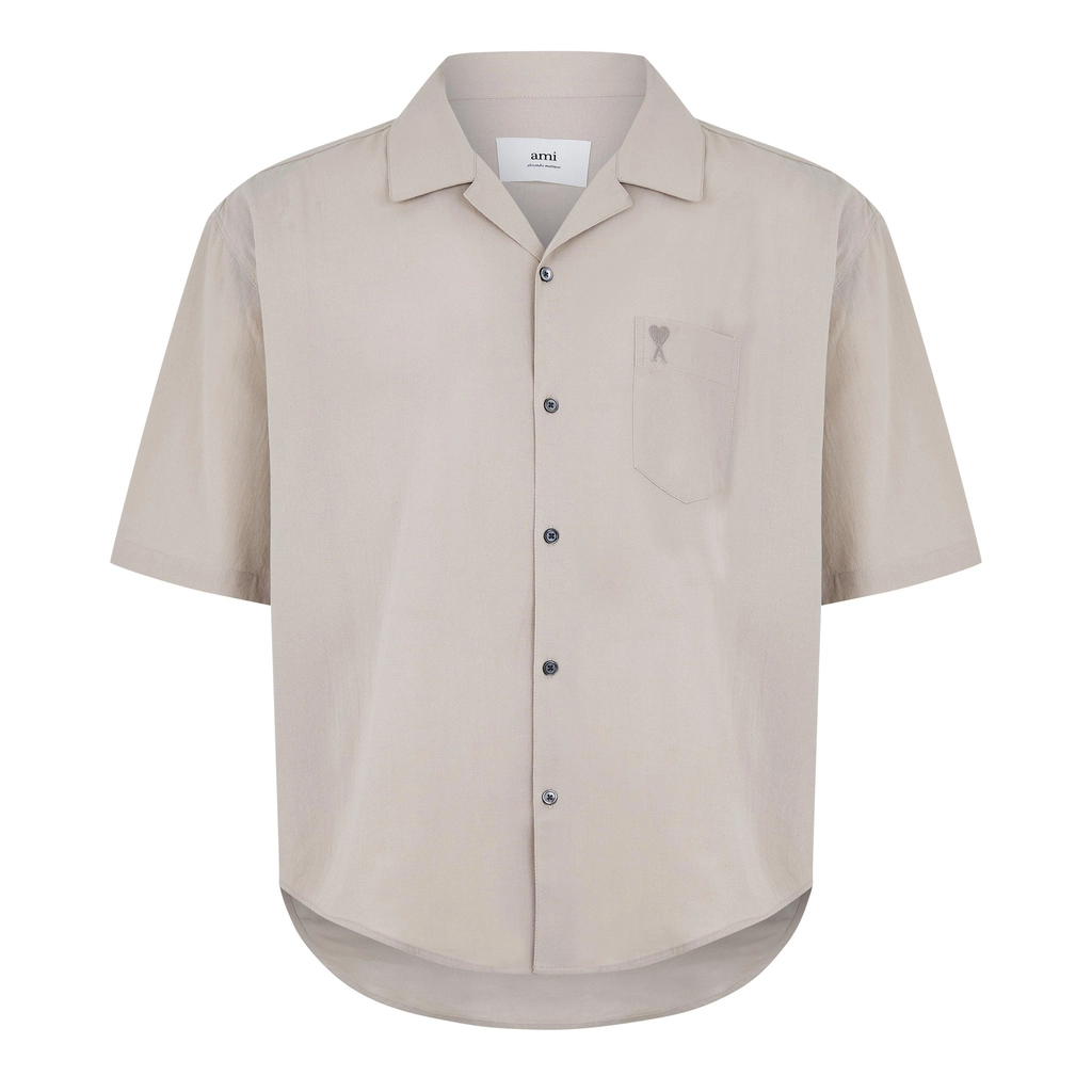 AMI Paris Tonal Adc Short Sleeve Shirt - CREAM 271